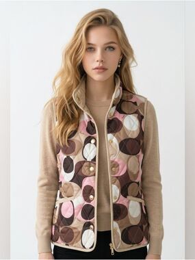 Coach Signature Print Quilted Reversible Vest
